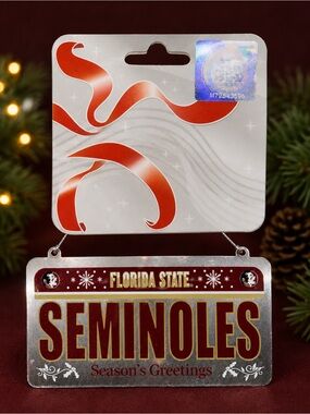 Florida State Seminoles Metal License Plate Ornament Holiday Decor NCAA FSU‎